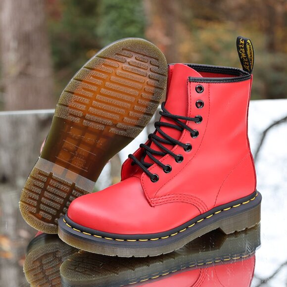 Dr. Martens 1460 Satchel Red Smooth Leather Boots - Picture 8 of 16